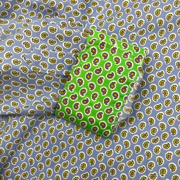 Lauren Ralph Lauren Large Black Label Flip Cuff Paisley Design Blue Non Iron - Picture 2 of 6